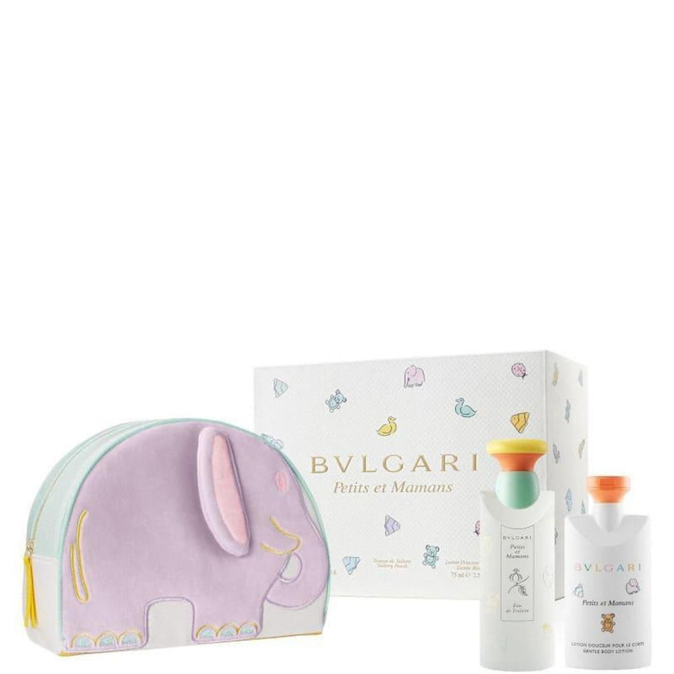 BVLGARI PETITS ET MAMANS 3 PCS SET: 3.4 EAU DE TOILETTE SPRAY + 2.5 BODY LOTION + POUCH