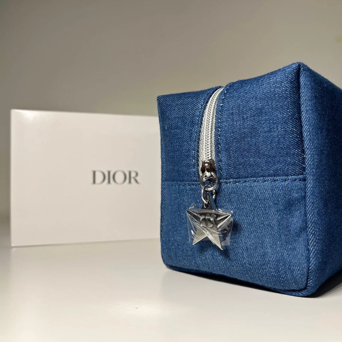 Dior Denim Toiletry Bag Dopp Kit Pouch Makeup Travel case with Zipper Aroma Pier Inc