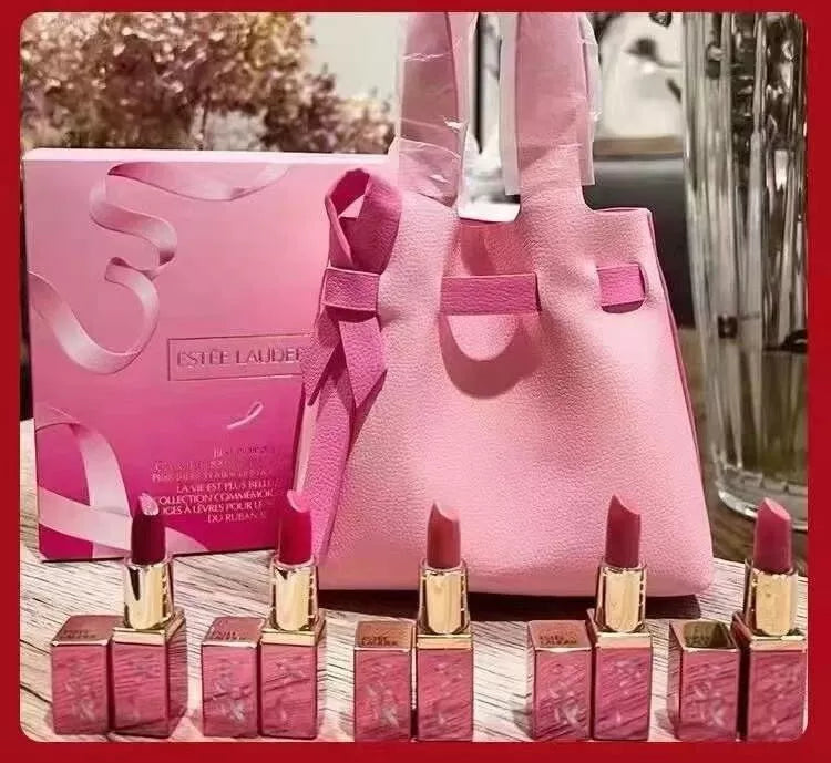 ESTEE LAUDER Pink Ribbon 6 Piece Set - Best of Pinks 5 Mini LIPSTICK SET