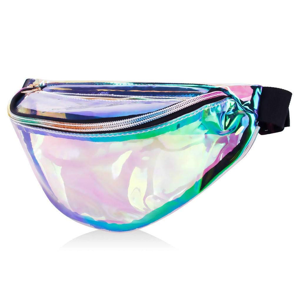 Clear Holographic Fanny Pack-Iridescent Fanny Pack Women, Rave Festival Waist Pack by BECCA