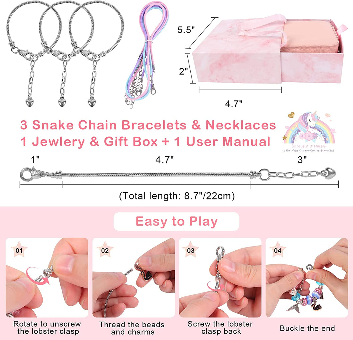 AIPRIDY Charm Bracelet Making Kit,DIY Craft for Girls, Unicorn 150