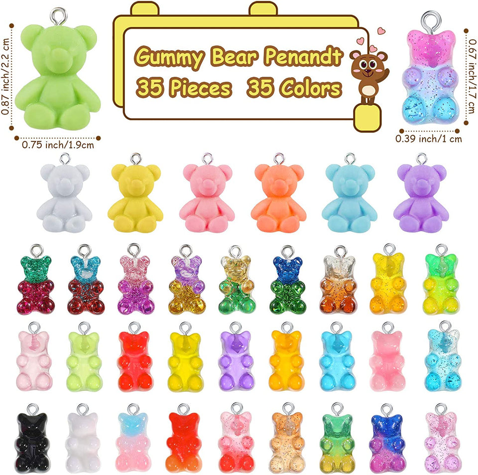 70 Pieces Colorful Candy Pendant Charm, Includes 35 Pieces Gummy DIY Bear Charm Pendants 25 Pieces Sweet Candy Pendant 10 Pieces Lollipop Shape Polymer Clay Charms for Art Craft Jewelry Making