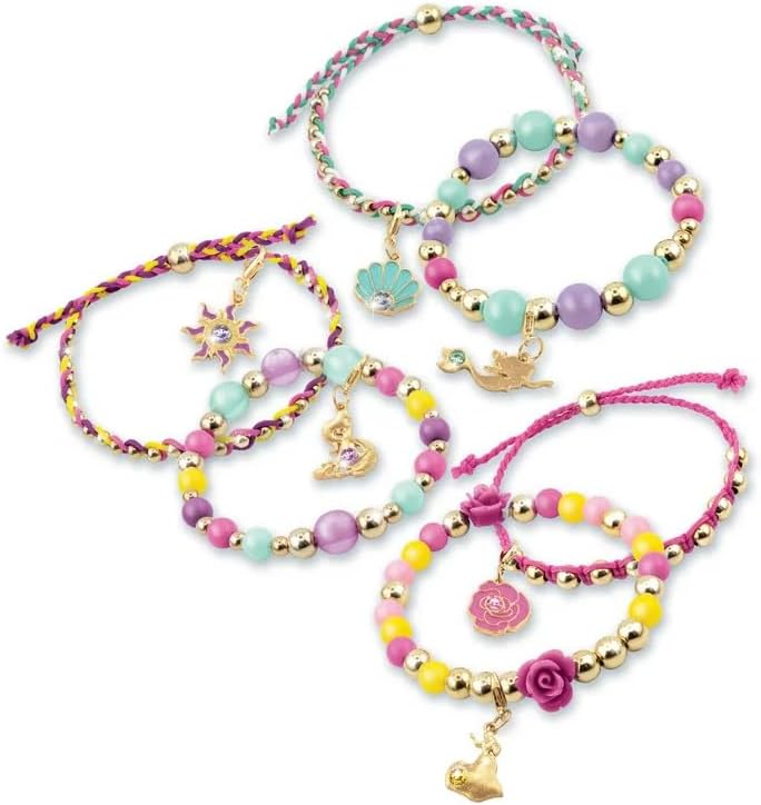 Disney Princess Crystal Dreams Jewelry Kit - DIY Bead & Charm Bracelet Set with Swarovski Crystals, Includes Supplies & Exclusive Princess Book - Create 6 Bracelets, Ages 8 and Up