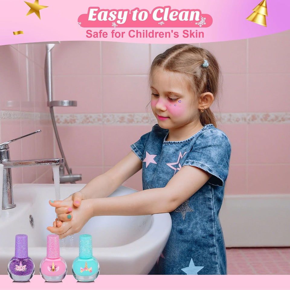 Makeup Advent Calendar 2026 for Girls, 24pcs Kids Beauty for Ages 6 24 days of washable cosmetics, brushes, lip gloss and unicorn bag, beginner dress-up, pretend play, Christmas fun