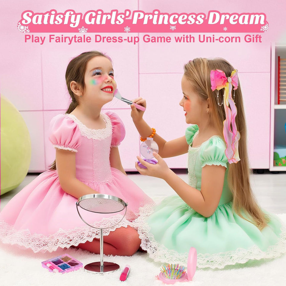 Makeup Advent Calendar 2026 for Girls, 24pcs Kids Beauty for Ages 6 24 days of washable cosmetics, brushes, lip gloss and unicorn bag, beginner dress-up, pretend play, Christmas fun