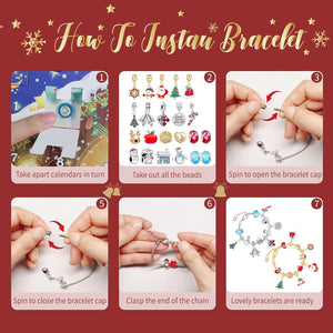Advent Calendar 2023, 24 Days Christmas Countdown Calendar Charm Bracelets Gifts, DIY Christmas Bracelet Making Kit for Girls Kids Teens Adult
