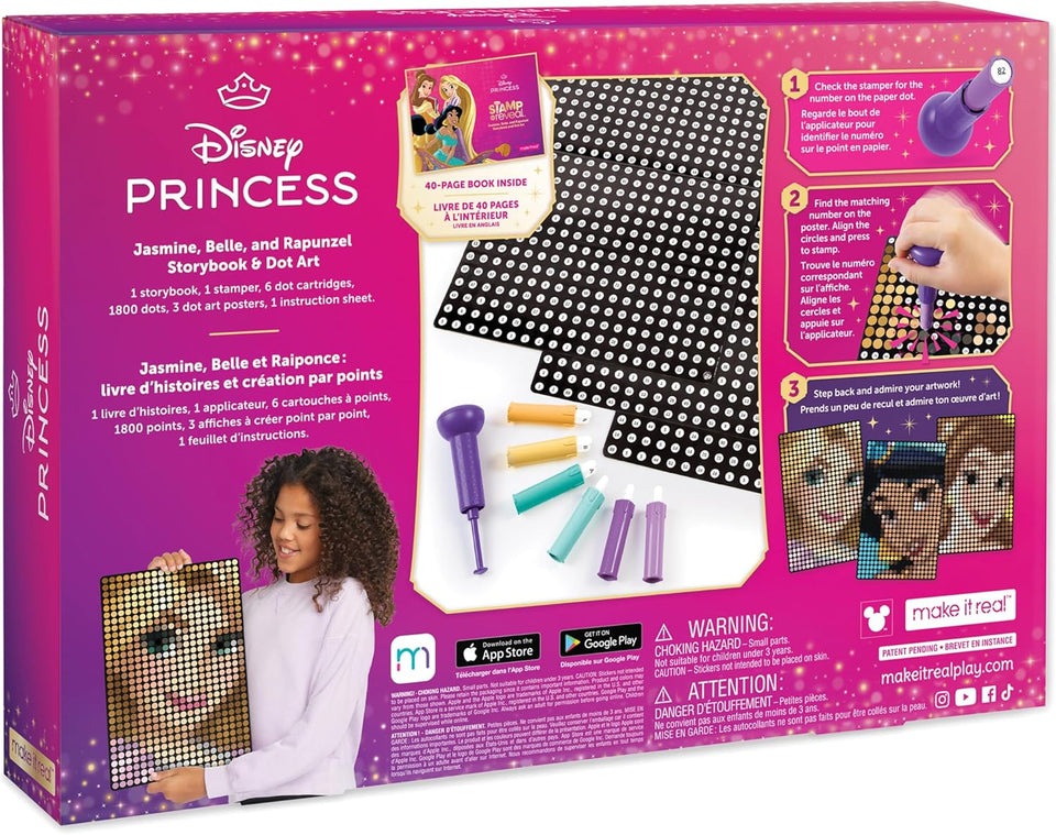 Disney Stamp to Reveal - Jasmine, Belle, Rapunzel Storybook & Dot Art - DIY 3 Princess Dot Posters, Craft, Girls & Kids Ages 6+