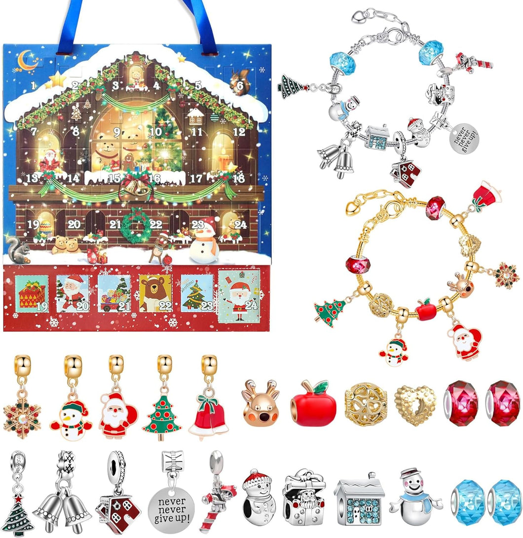 Advent Calendar 2023, 24 Days Christmas Countdown Calendar Charm Bracelets Gifts, DIY Christmas Bracelet Making Kit for Girls Kids Teens Adult