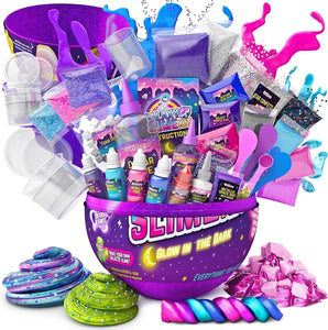 GirlZone Egg Surprise Galaxy Slime Kit for Girls, 39 Pieces to Make Glow in The Dark Slime, DIY Slime with Glitter, Fun Slime Kits for Girls 10-12