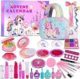 Makeup Advent Calendar 2026 for Girls, 24pcs Kids Beauty for Ages 6 24 days of washable cosmetics, brushes, lip gloss and unicorn bag, beginner dress-up, pretend play, Christmas fun