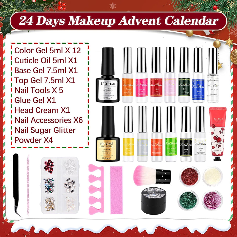 Nail polish set advent calendar women teen girls, Beauty advent calendar for adults women teen girls Christmas gifts for women adults teen girls