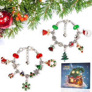 Christmas Advent Calendar Bracelets 2024 for Girls 24 Days Xmas Countdown Calendar DIY Jewelry Making Kit Gift: 22 Charm Beads, 2 Bracelets for Kids Teens Women