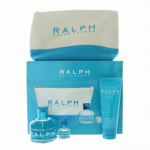 Ralph by Ralph Lauren 4 PCS SET FOR WOMEN: 3.4 EAU DE TOILETTE SPRAY + 0.25 OZ EAU DE TOILETTE + 3.4 BODY LOTION + COSMETIC BAG