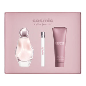 KYLIE JENNER COSMIC 3 PCS SET FOR WOMEN: 3.4 oz EAU DE PARFUM SPRAY + 2.5 oz BODY LOTION + 0.33 oz Travel Spray