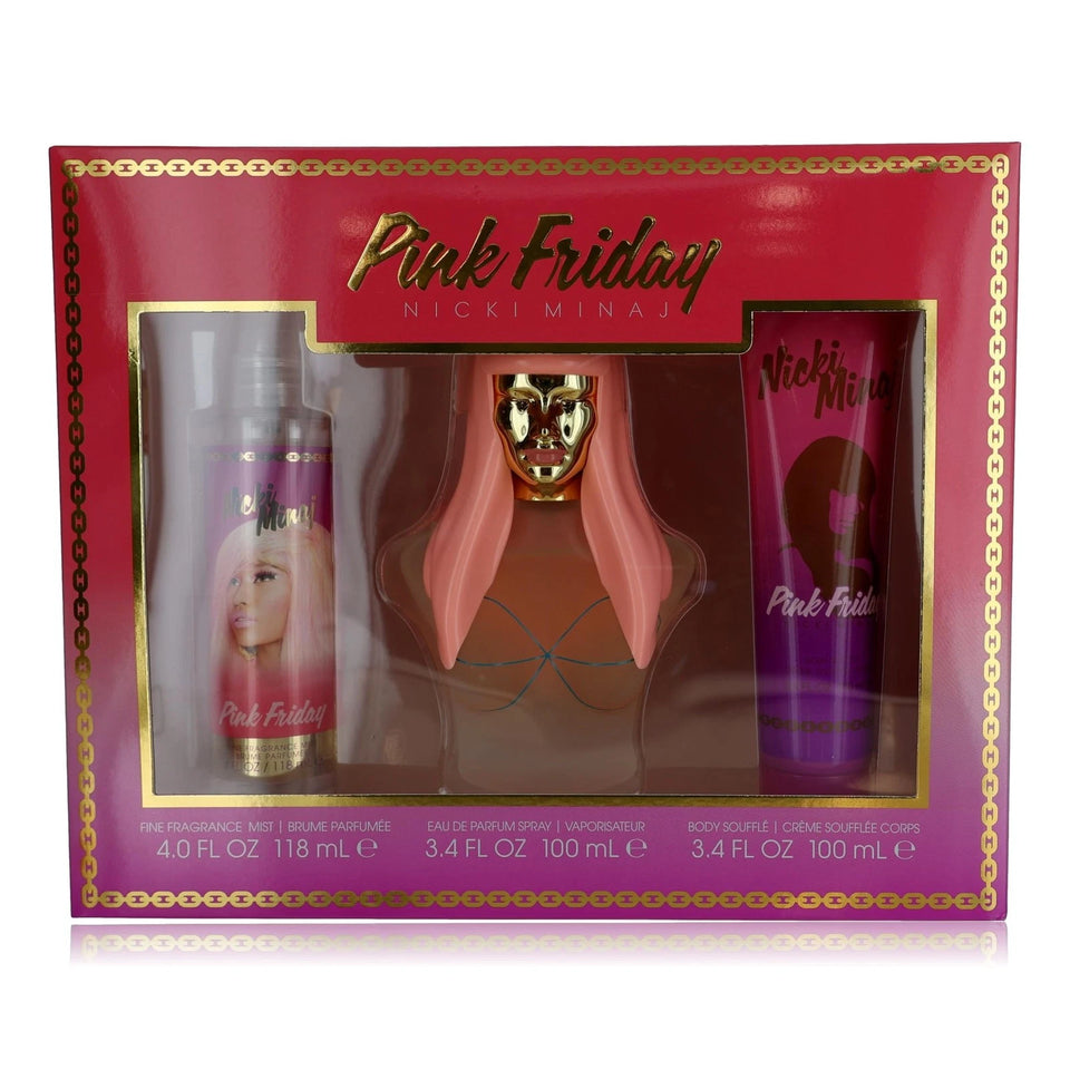 NICKI MINAJ PINK FRIDAY 3 PCS SET: 3.4 EAU DE PARFUM SPRAY + 3.4 BODY LOTION + 3.4 BATH AND SHOWER GEL