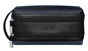 Dior Men Navy & Black Color Toiletry Bag Dopp Kit Pouch Travel case with Dual Zipper