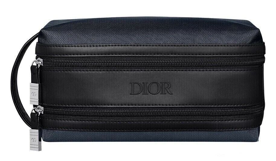 dior travel bag men's Dior Men Navy & Black Color Toiletry Bag Dopp Kit Pouch Travel case wi – Aroma Pier Inc