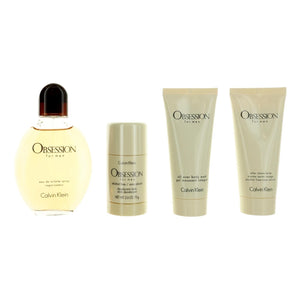 Obsession by Calvin Klein 4pc Gift Set 4.2oz EDT + After Shave + Body Wash + Deodorant