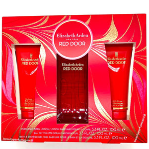 Elizabeth Arden Red Door Gift Set 3.3 oz EAU DE TOILETTE Spray + Lotion + Shower Gel