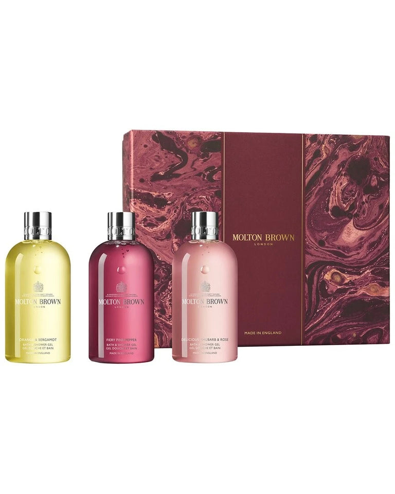 Molton Brown London Floral & Spicy Bath & Shower Gel Gift Set 3 x 10 oz (Full Size)