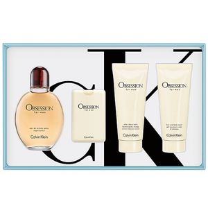 Obsession by Calvin Klein 4pc Gift Set 4.2oz EDT + After Shave + Body Wash + Mini