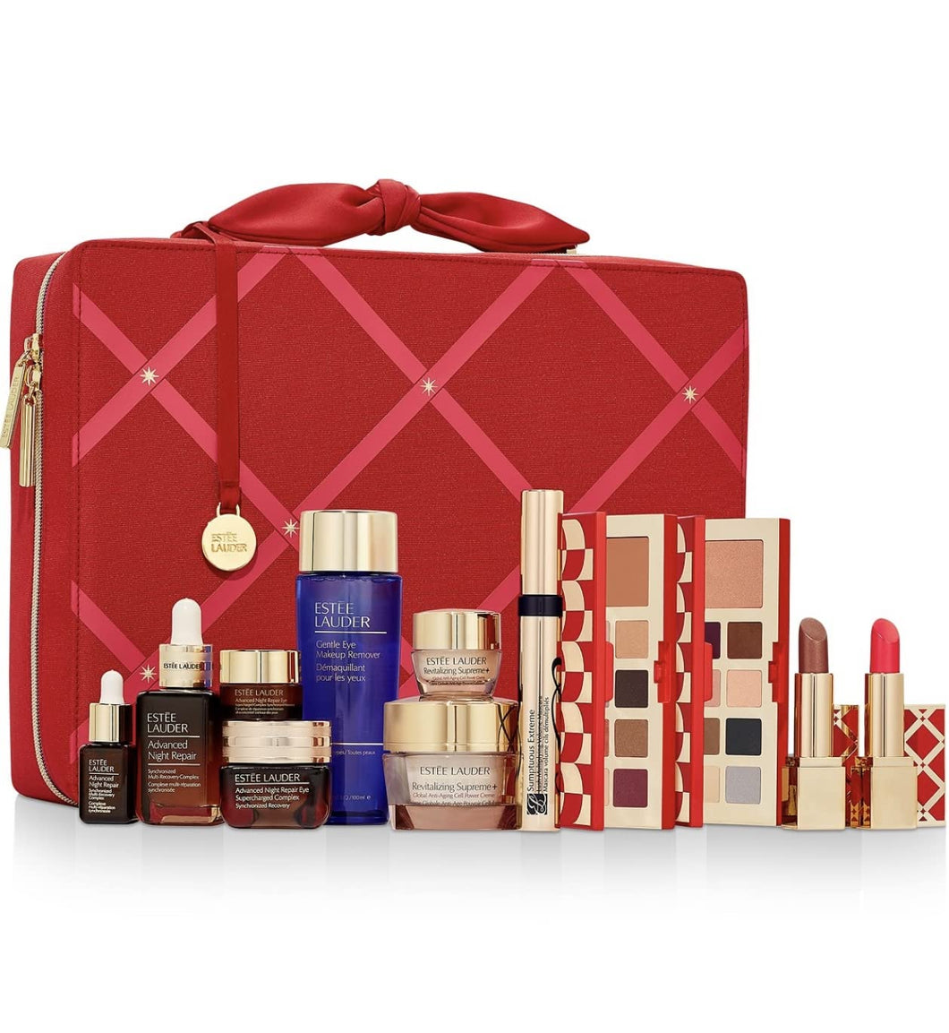 Estee Lauder Holiday Makeup Kit Gift Set 13 pc - 9 FULL SIZE Items Included.
