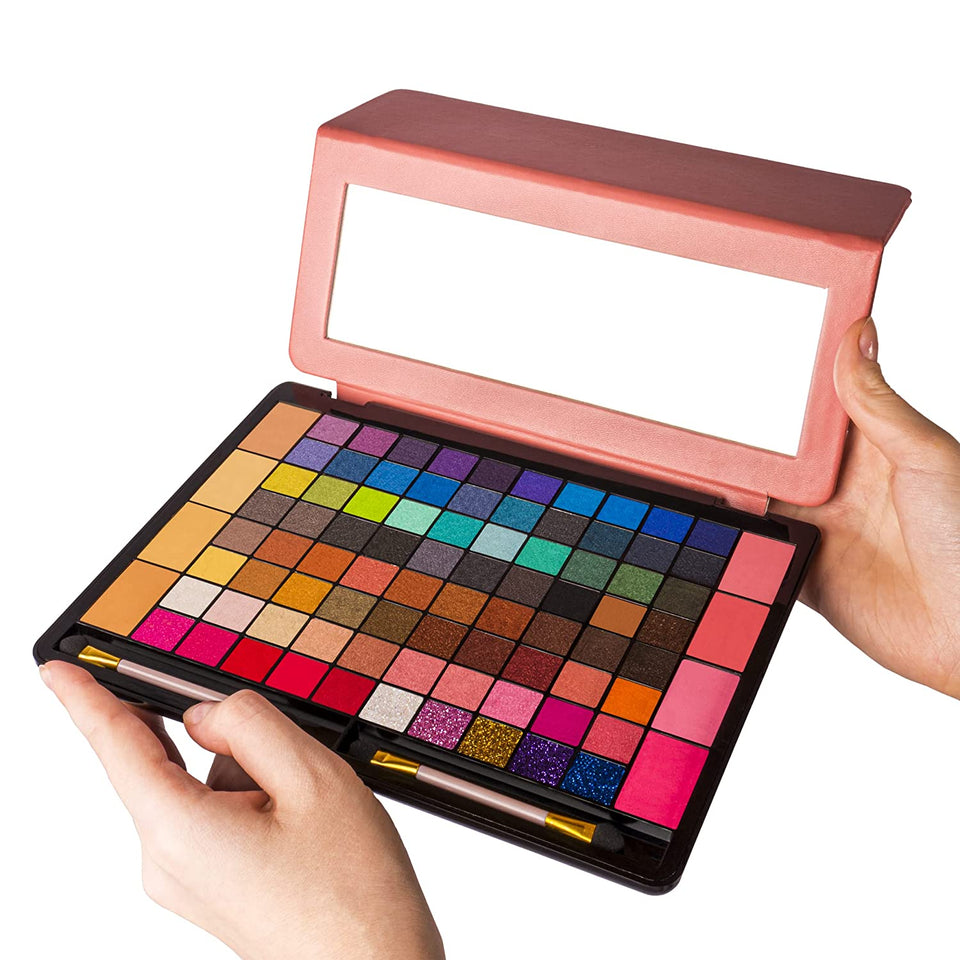 88 Colors Makeup Palette for Teens, Eyeshadow Palette in Leather Case with Mirror, Makeup Kit for Women and Teenagers, Starter Make Up Set and Make Up Gift Set for Teen Girls, Colorful Eyeshadow Palette Gift Kit