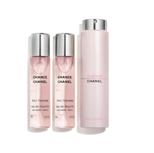Chanel Chance Eau Tendre Twist and Spray (3 x 0.7 oz) Eau de Toilette EDT Spray